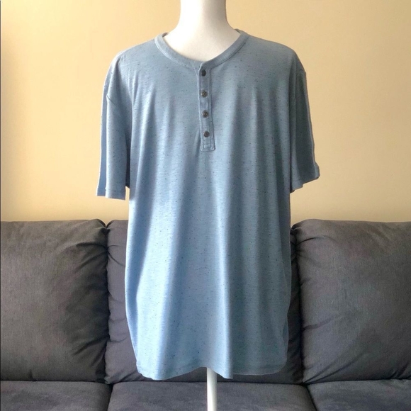 Mens Tee T&B Men’s T-Shirt Blue Cotton Short Sleeve Button Front T-shirt - Picture 4 of 7